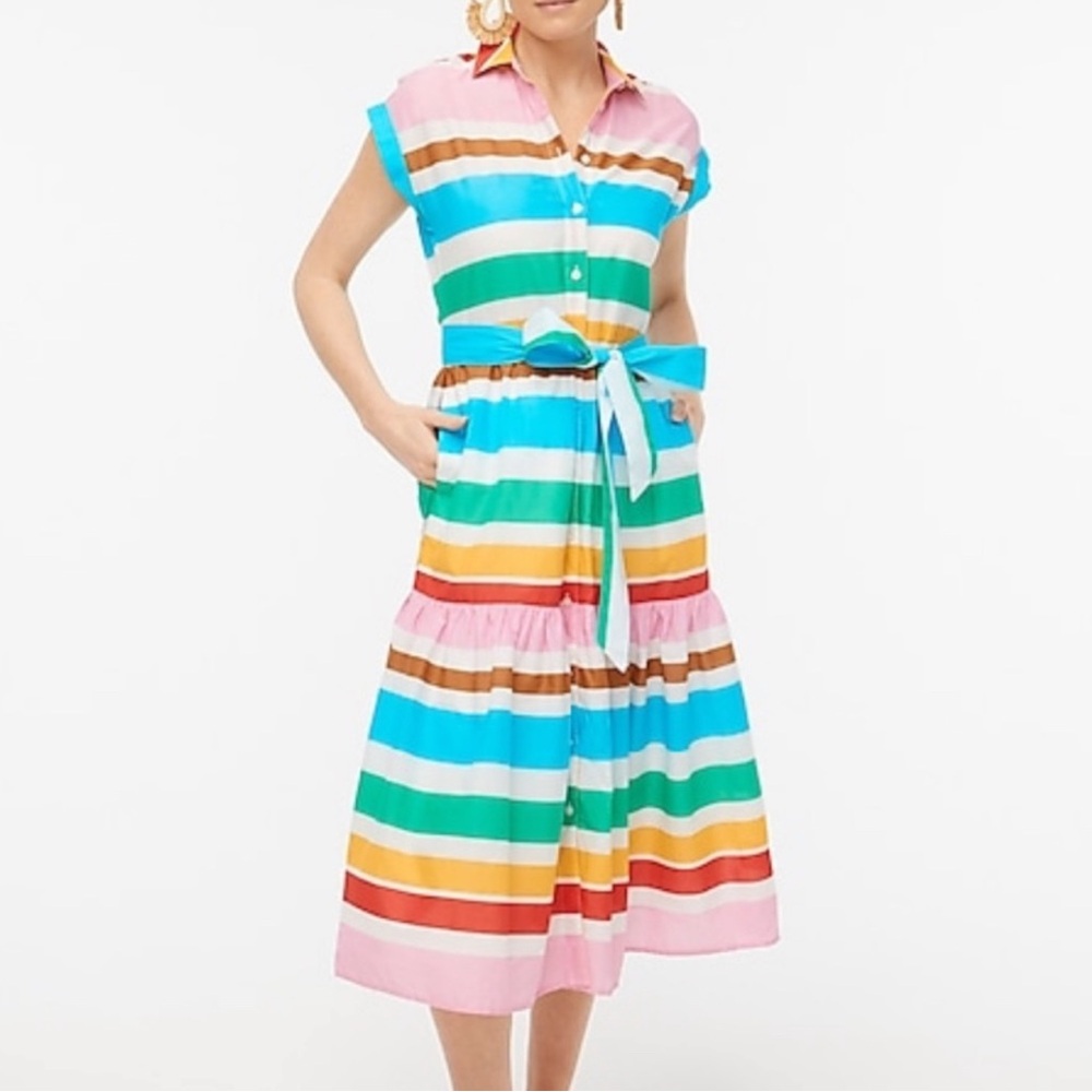 J.Crew maxi collared multicolor shirtdress with belt. Excellent condition Size 6